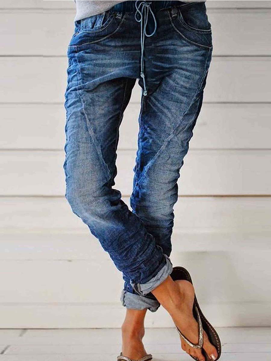 Stunncal Casual Self-tie Jeans