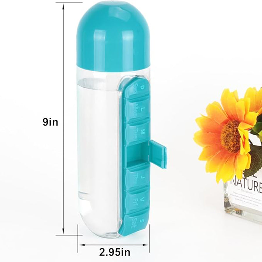 Portable Pill Box Water Cup,2 in 1 Water Bottle pill Box Storage Box