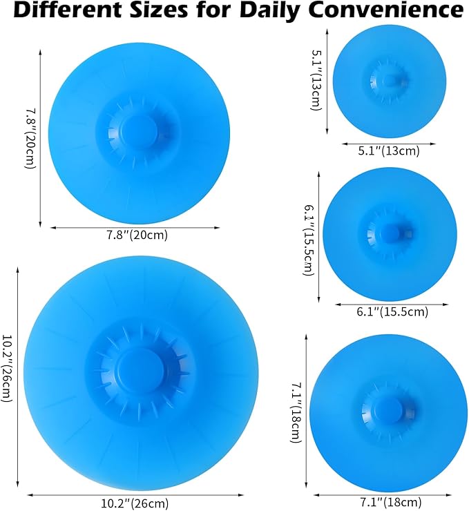 Silicone Bowl Lids, Set of 5