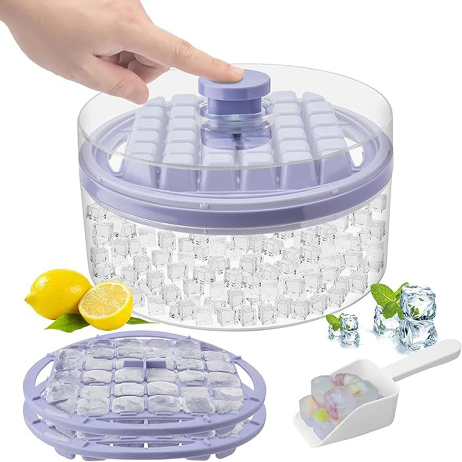 Ice Cube Trays with Lid and Bin , with 2 Trays (Purple)