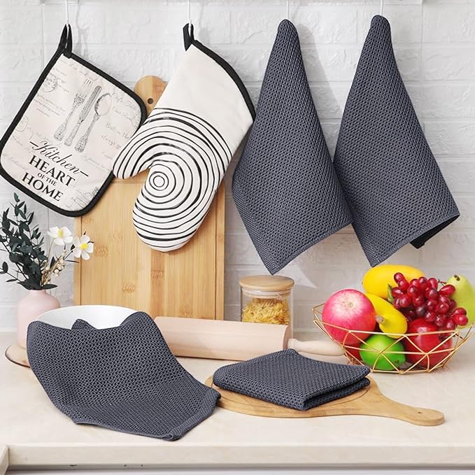 100% Cotton Waffle Weave Kitchen Dish Cloths（6-Pack)