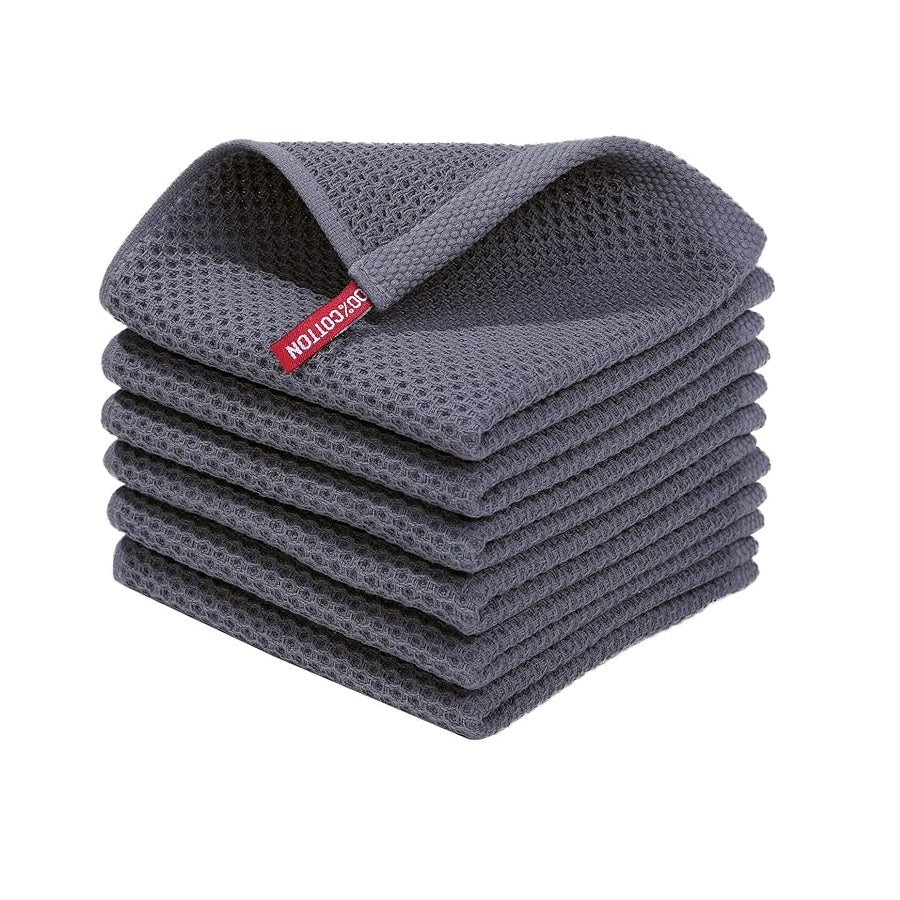 100% Cotton Waffle Weave Kitchen Dish Cloths（6-Pack)