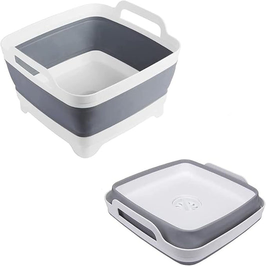 Collapsible Dish Basin with Drain Plug,Space Saving Multiuse