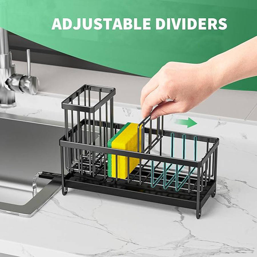 Rotatable Kitchen Sink Sponge Holder with Brush Rack