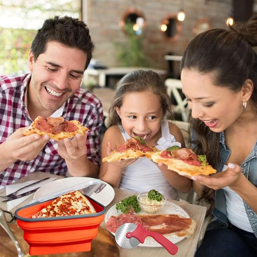 Reusable Pizza Storage Container with 5 Microwavable Serving Trays