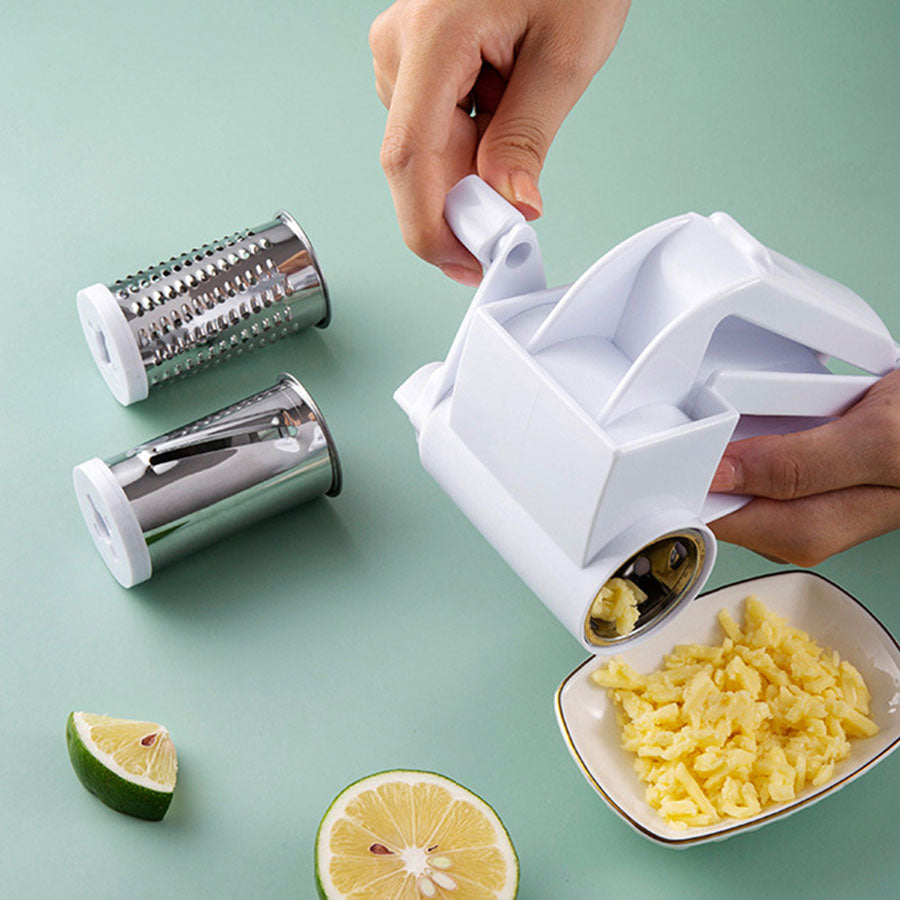 Manual rotary cheese grater