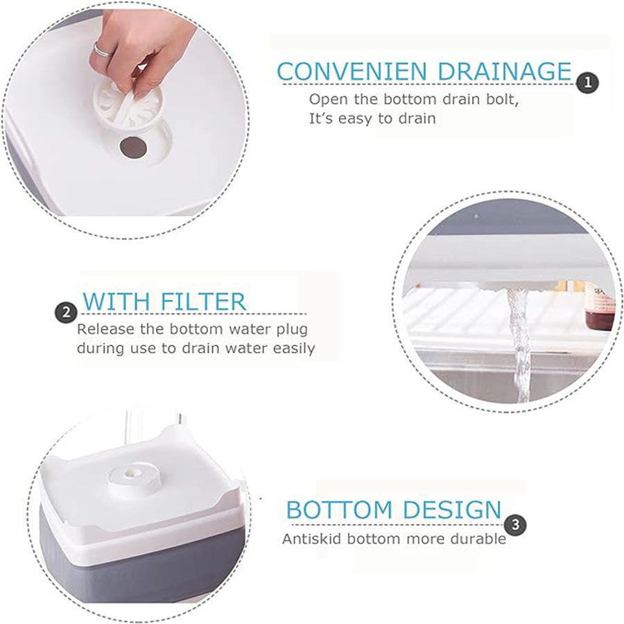 Collapsible Dish Basin with Drain Plug,Space Saving Multiuse