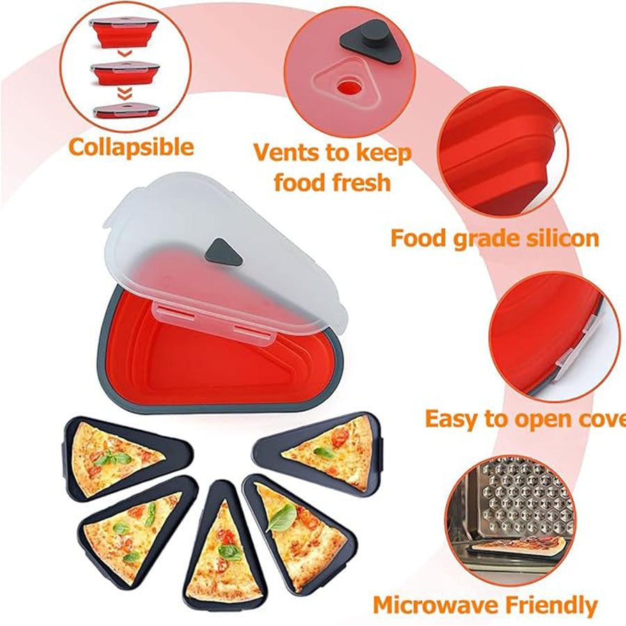 Reusable Pizza Storage Container with 5 Microwavable Serving Trays