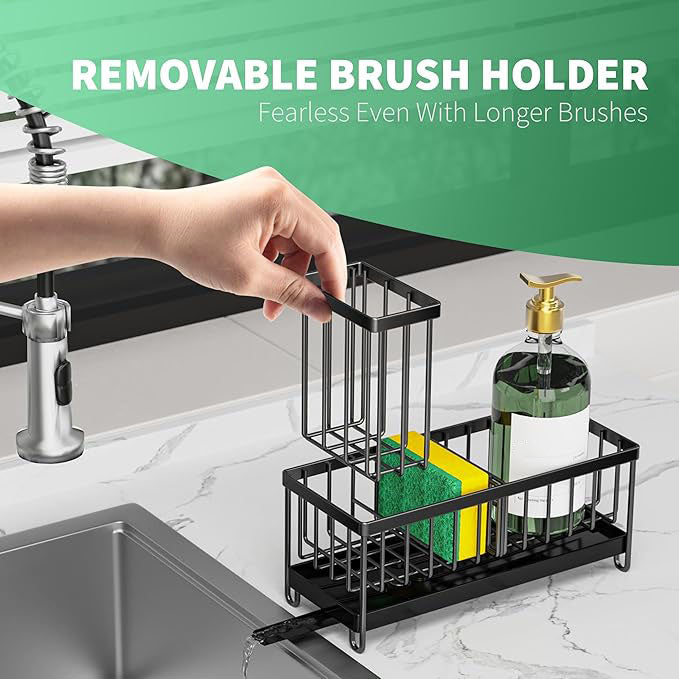 Rotatable Kitchen Sink Sponge Holder with Brush Rack