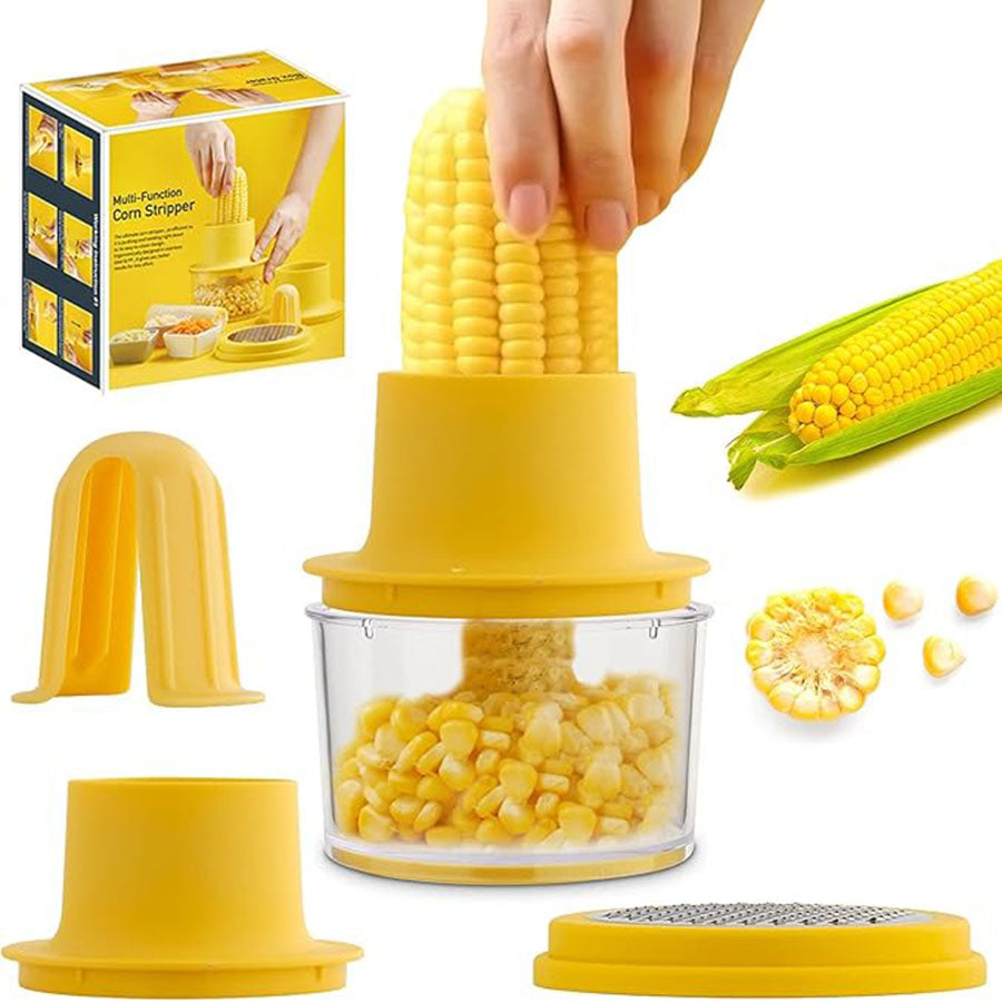 Corn Cob Stripper With Bowl & Safety Handle