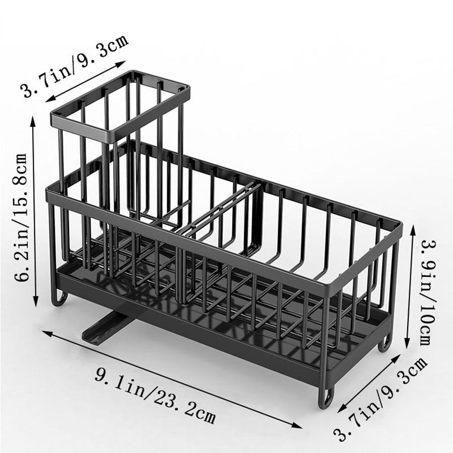 Rotatable Kitchen Sink Sponge Holder with Brush Rack