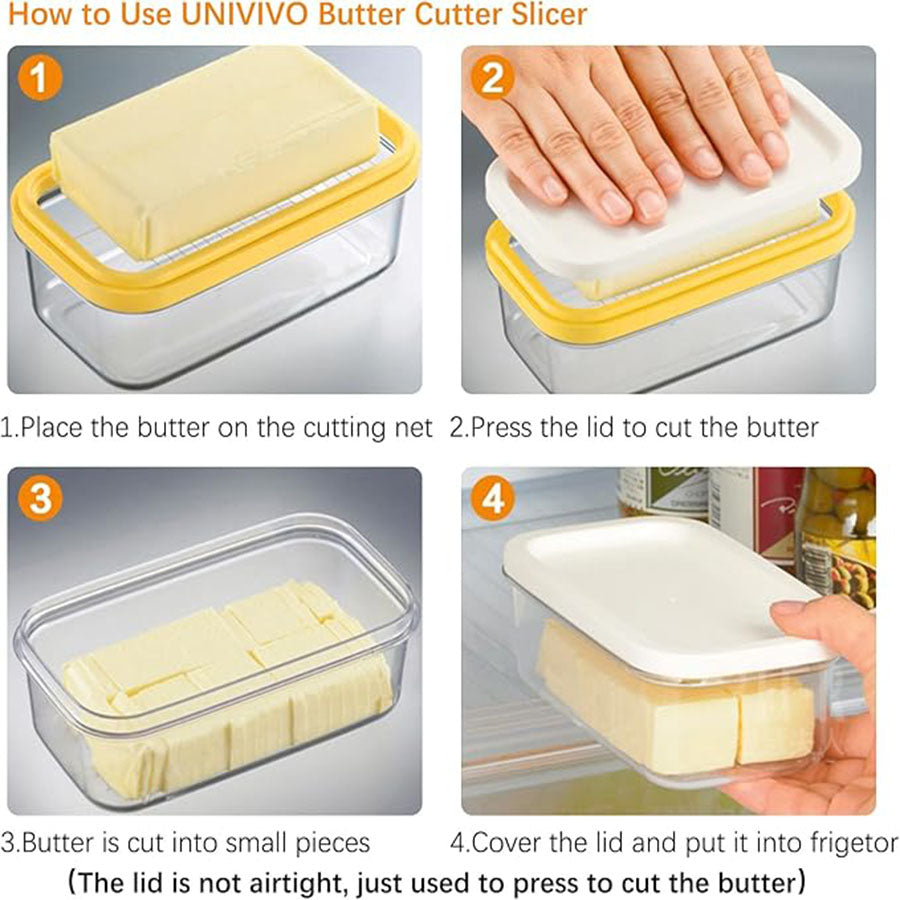 Butter Slicer Cutter, Stick Butter Container Dish with Lid