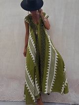 Beach Dates Ethnic Print A-line Maxi Dress