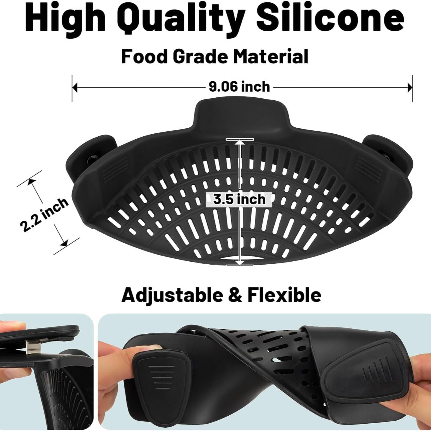 Clip On Strainer Silicone for All Pots and Pans