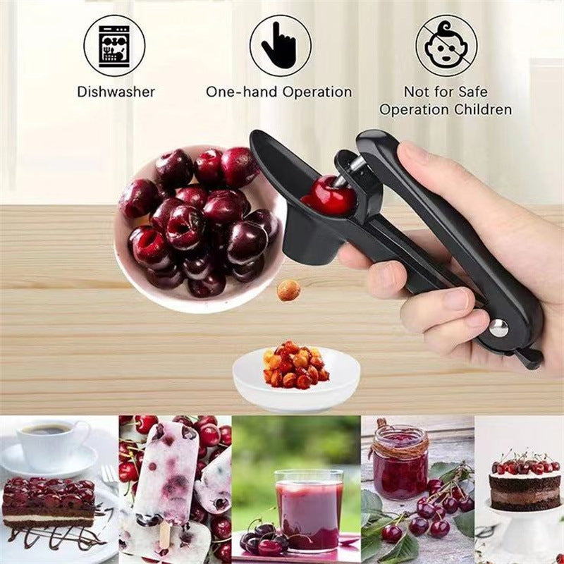 Stainless Steel Cherries Corer Pitter Tool (Black)