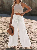 Stunncal Strappy high-waisted pleated wide-leg pants