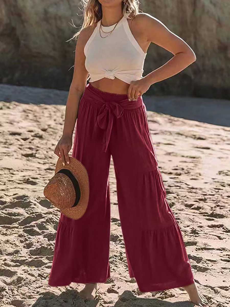 Stunncal Strappy high-waisted pleated wide-leg pants