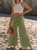 Stunncal Strappy high-waisted pleated wide-leg pants