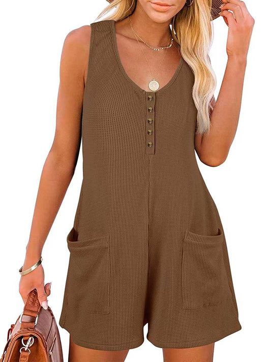 Stunncal Casual Button Pocket Vest Jumpsuit