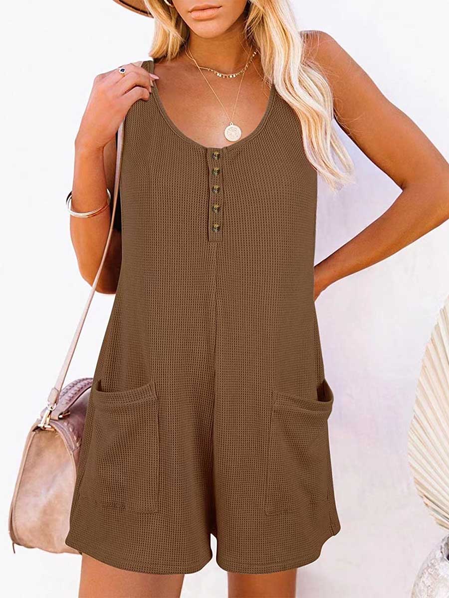 Stunncal Casual Button Pocket Vest Jumpsuit