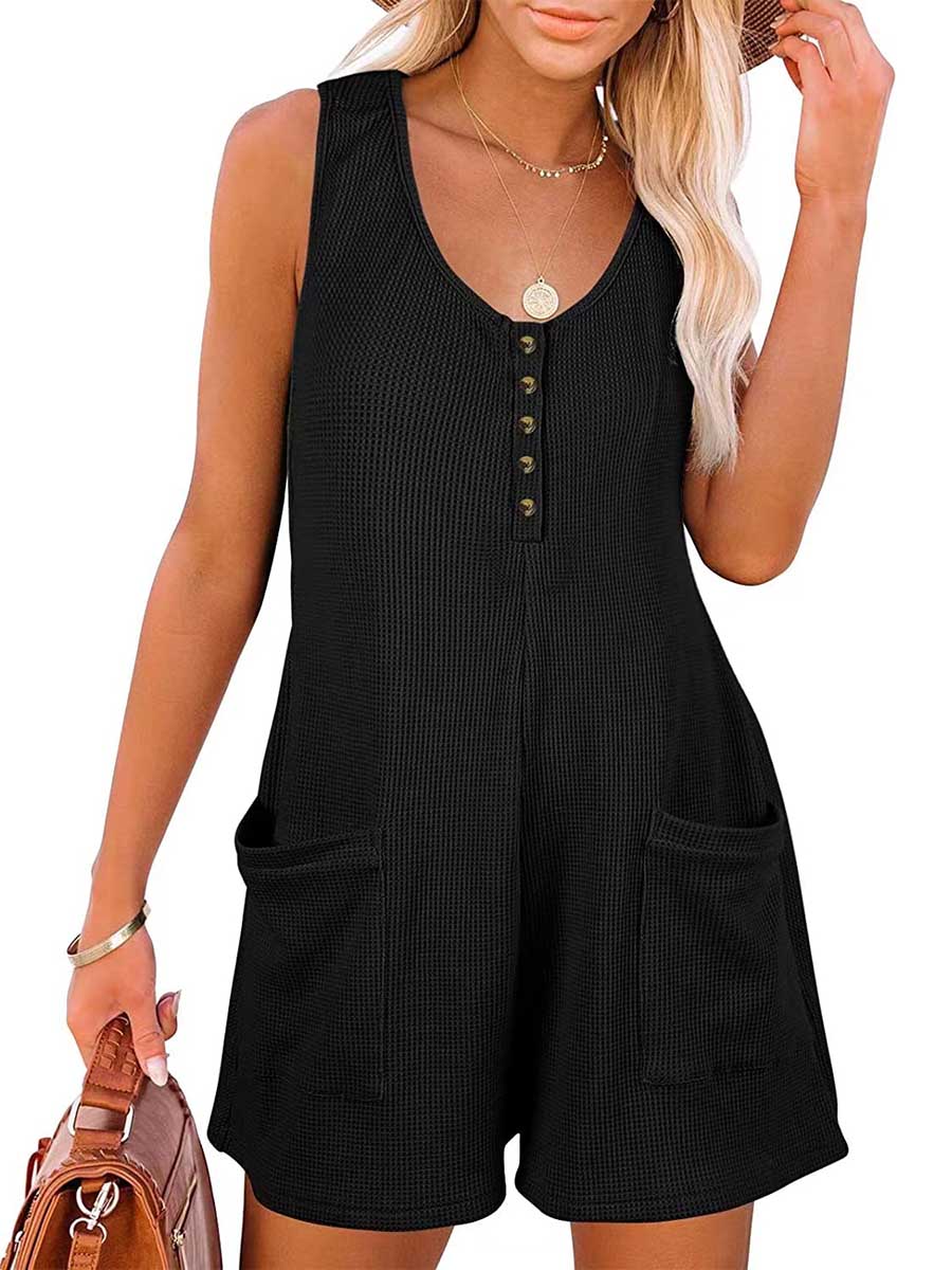 Stunncal Casual Button Pocket Vest Jumpsuit