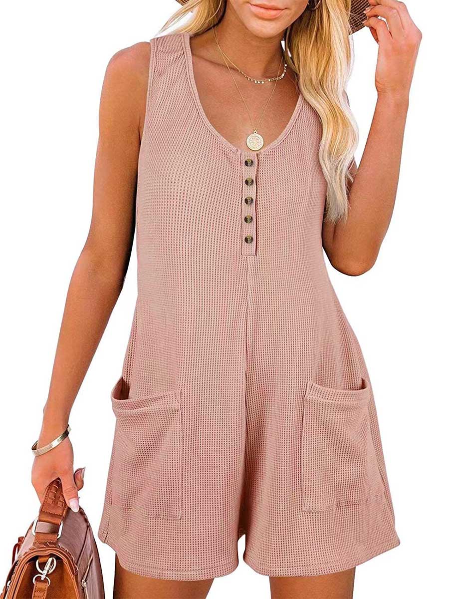 Stunncal Casual Button Pocket Vest Jumpsuit