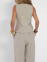Stunncal Fashion vest pants collage patchwork cotton leisure suit