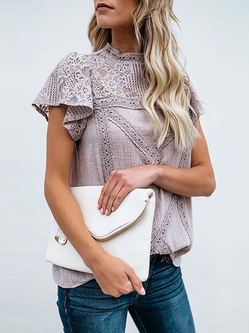 Stunncal Not So Secret Lace Overlay Ruffle Top - 3 Colors