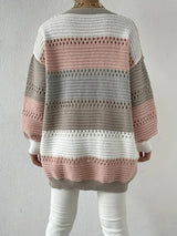 Stunncal Cut Out Color Block Knit Cardigan