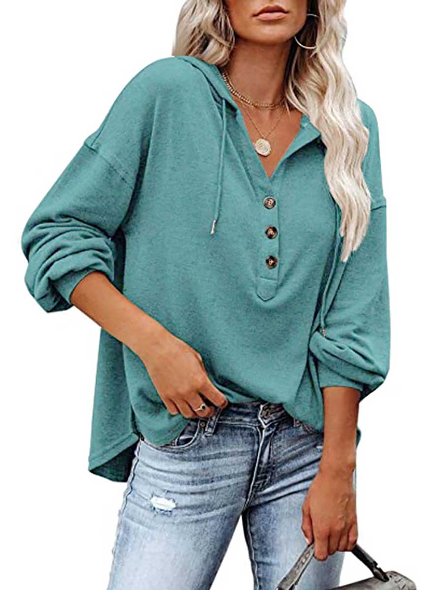 Stunncal Casual Loose Solid Color Hoodie Sweatshirt