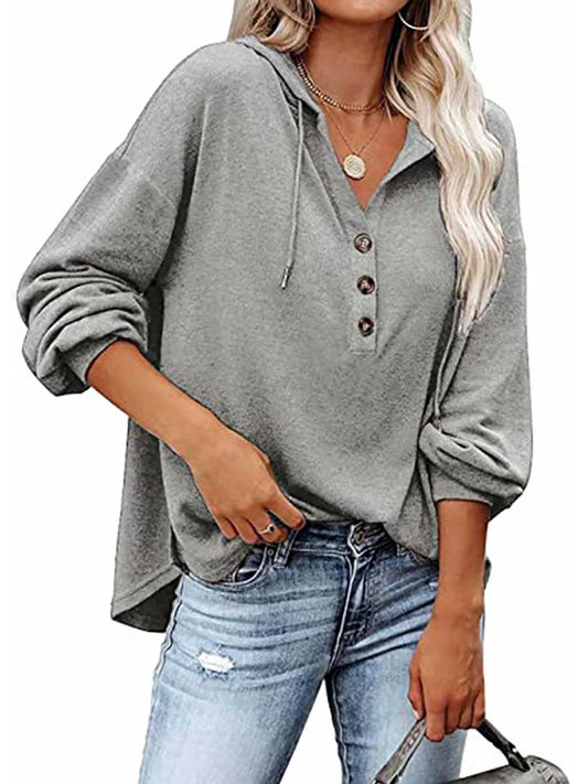 Stunncal Casual Loose Solid Color Hoodie Sweatshirt