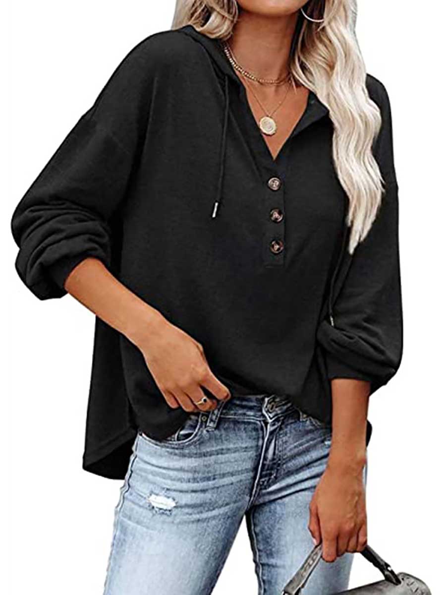 Stunncal Casual Loose Solid Color Hoodie Sweatshirt