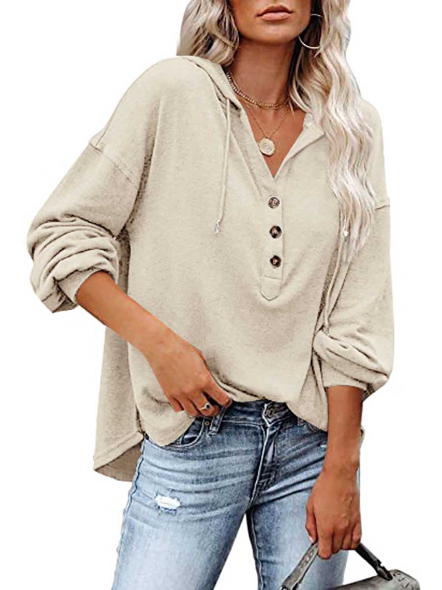 Stunncal Casual Loose Solid Color Hoodie Sweatshirt