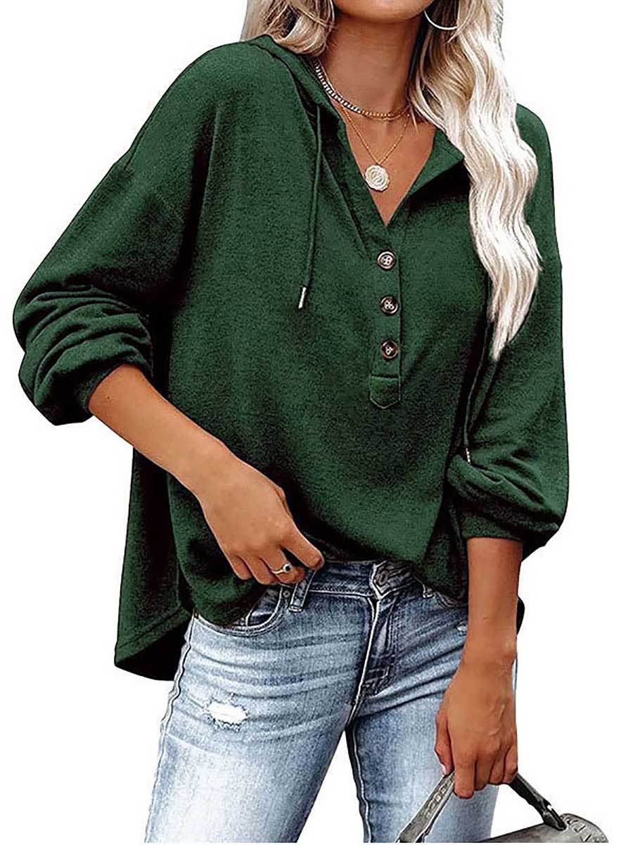 Stunncal Casual Loose Solid Color Hoodie Sweatshirt