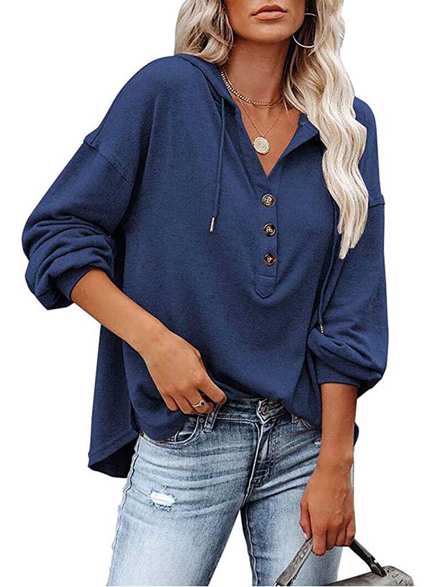 Stunncal Casual Loose Solid Color Hoodie Sweatshirt