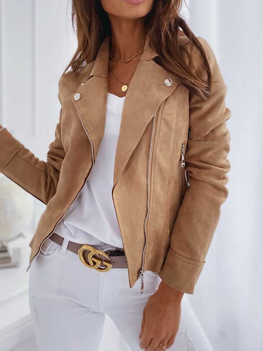 Stunncal Slim short lapel zipper jacket