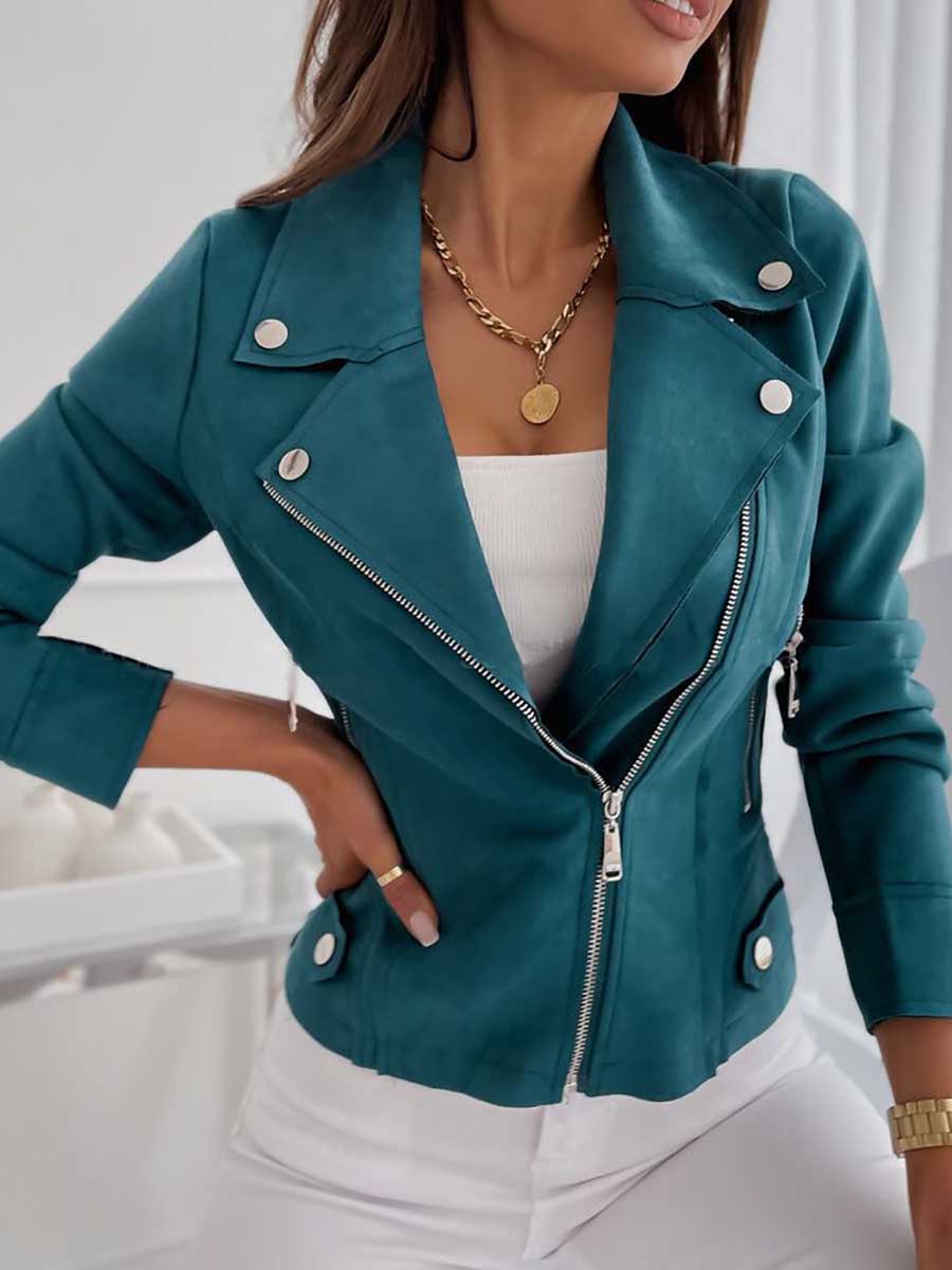 Stunncal Slim short lapel zipper jacket