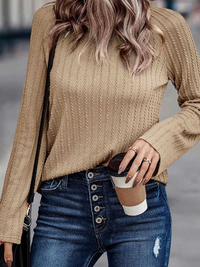 Stunncal Solid Color Knit Slim Long Sleeve Top