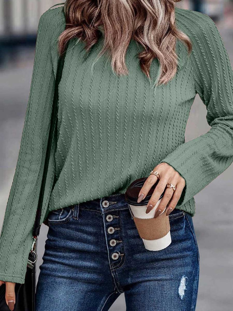 Stunncal Solid Color Knit Slim Long Sleeve Top