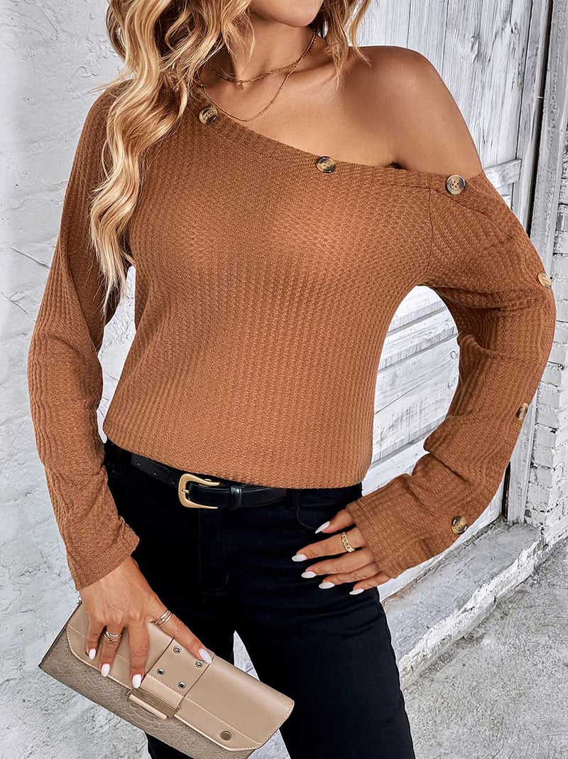Stunncal Long Sleeve Knit Slim Strapless Top