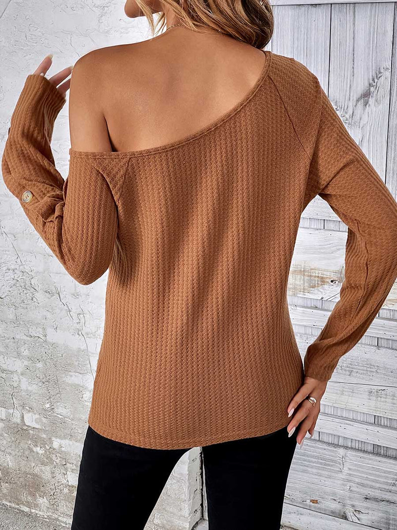 Stunncal Long Sleeve Knit Slim Strapless Top