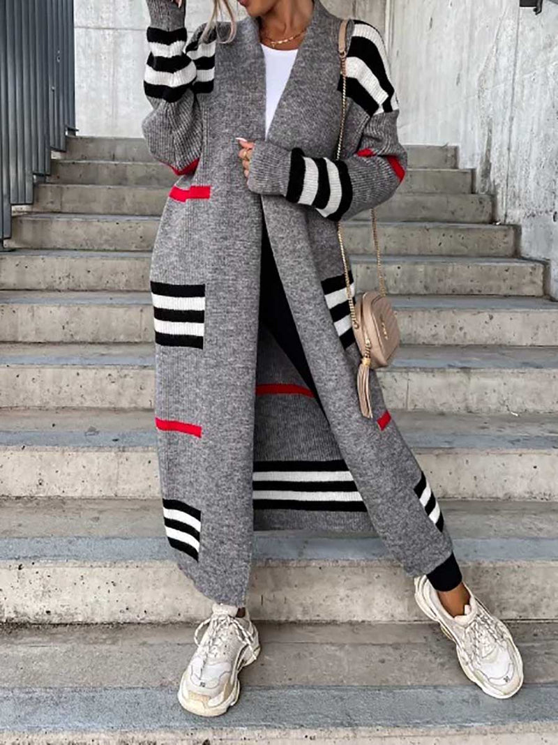 Stunncal Long Striped Knit Cardigan