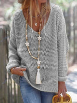 Stunncal V-neck Long Sleeve Knit Sweater