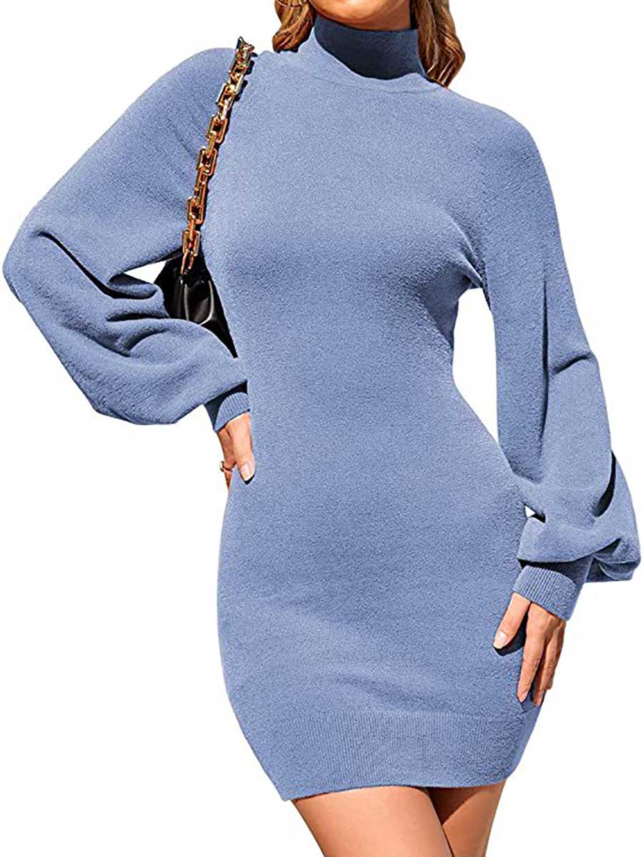 Stunncal Turtleneck Knit Sweater Dress