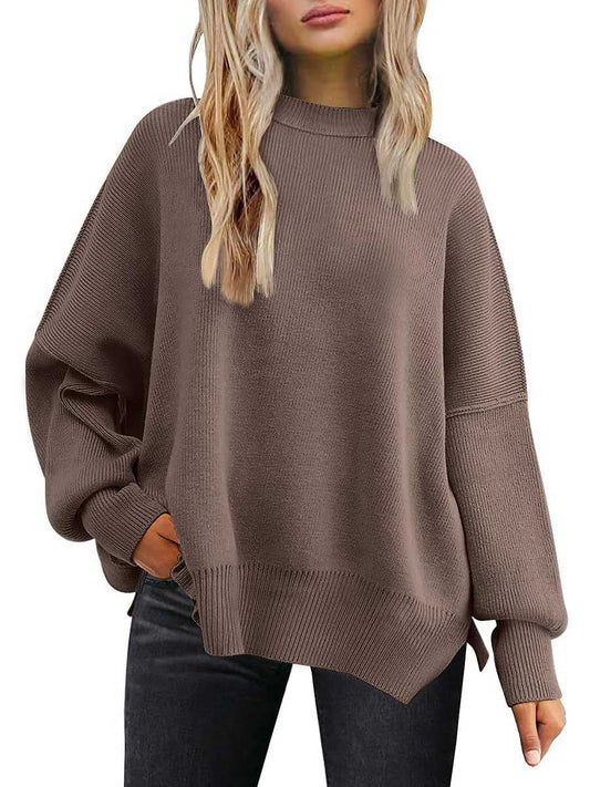 Stunncal Crew Neck Batwing Long Sleeve Sweater