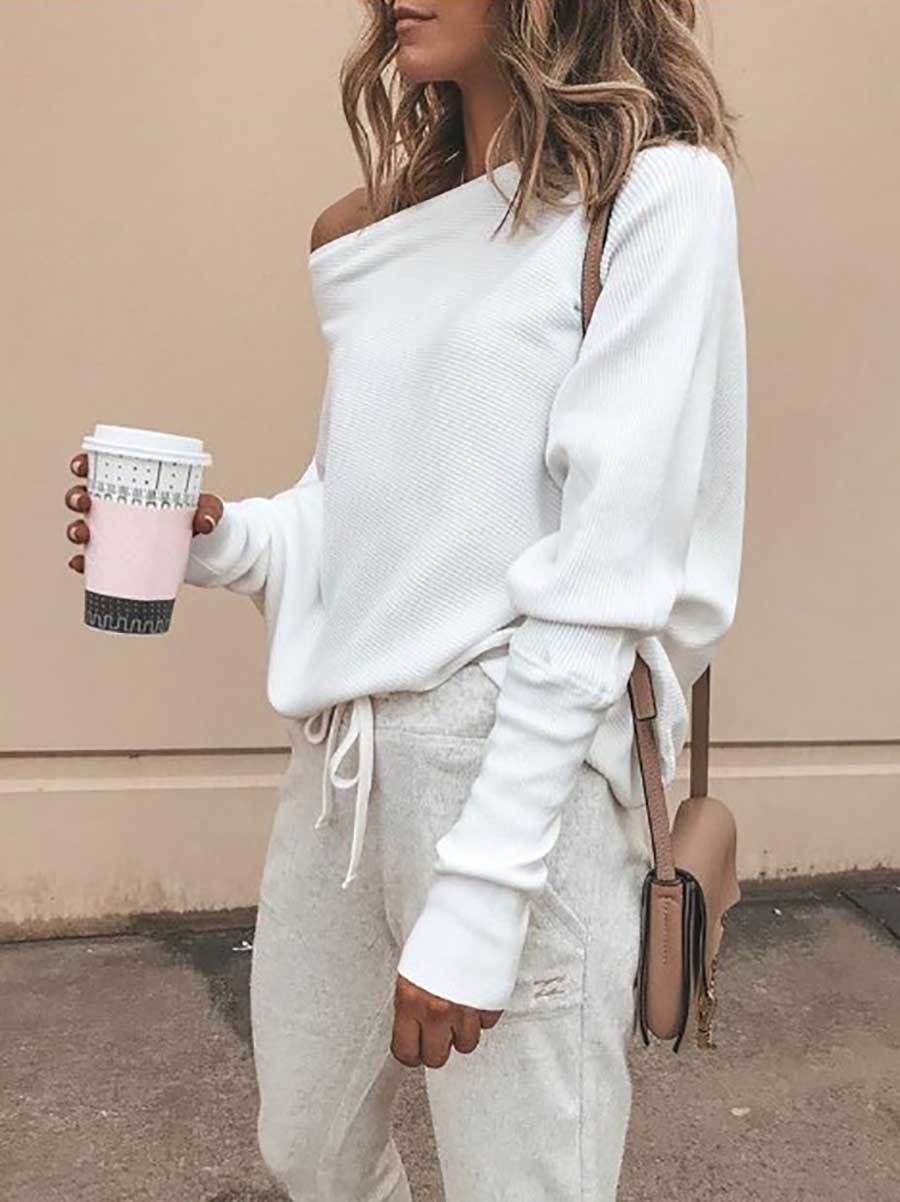 Stunncal Sexy Strapless Plunging Sleeve Sweater