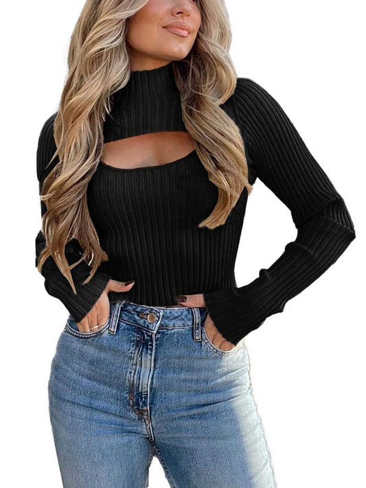 Stunncal Sexy High Neck Loose Cutout Sweater