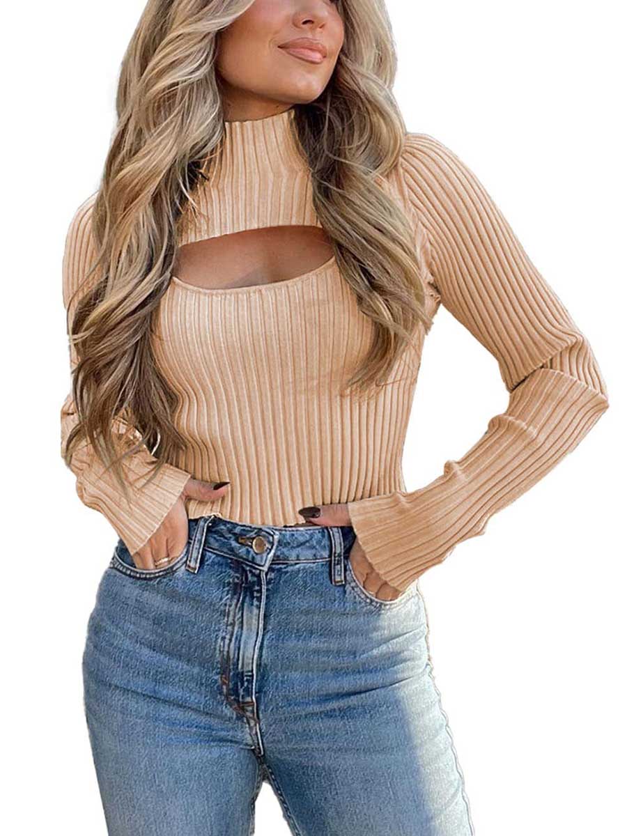 Stunncal Sexy High Neck Loose Cutout Sweater