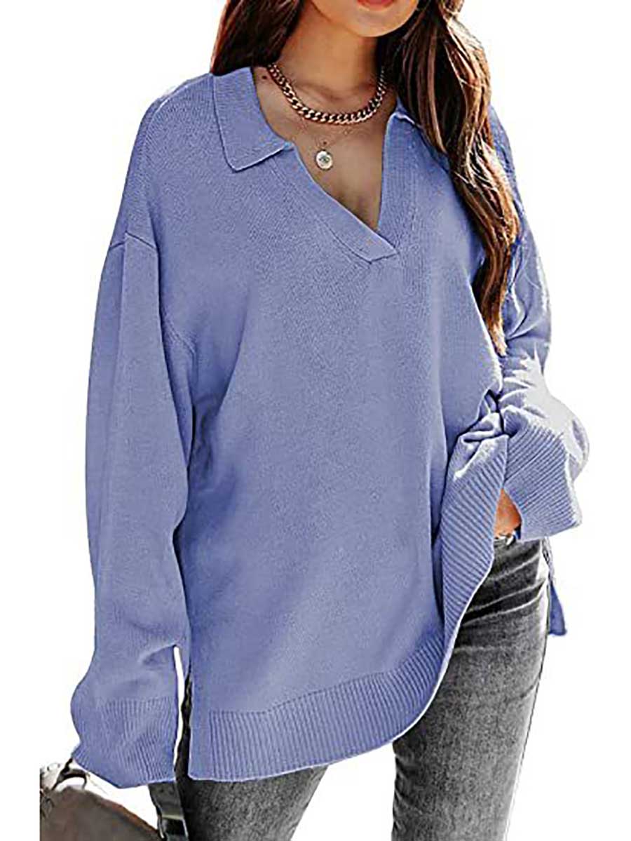V-neck Loose Sexy Knit Pullover Sweater