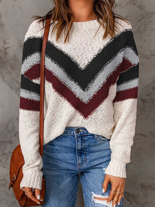Stunncal Pullover Sweater Round Neck Long Sleeve Sweater
